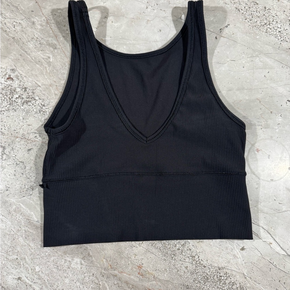 Lululemon Power Pivot Black Ribbed Tank Top